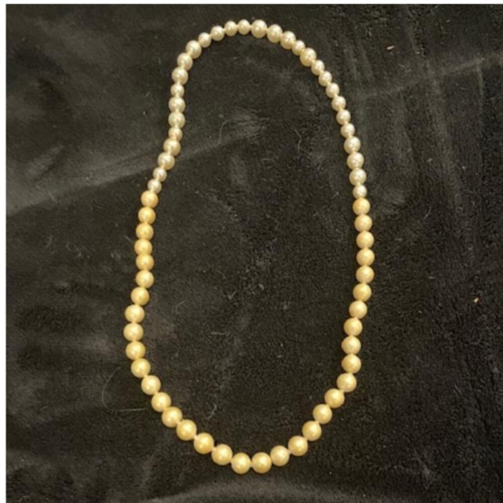 VTG Pop Bead Necklace White Pearl Adjustable Retro